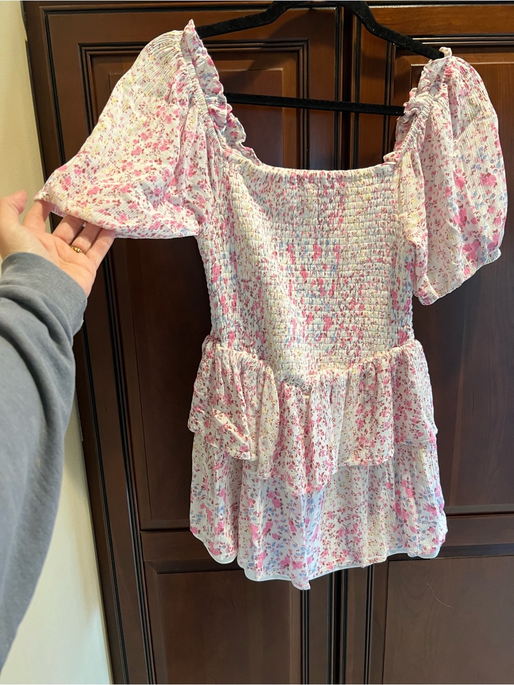 Japna Pink Floral Off-Shoulder Ruffled Top - S - Picture 2 of 7